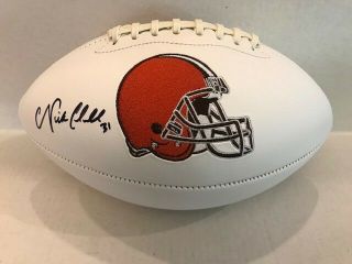Nick Chubb Signed Cleveland Browns Full Size White Panel Football Hologram