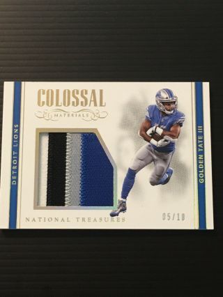 2017 National Treasures Golden Tate Colossal Materials Patch /10 Detroit Lions