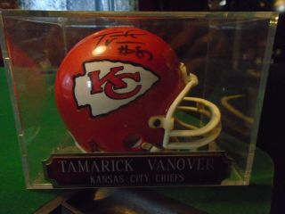 Tamarick Vanover Autographed Mini Helmet In Personalized Display Case Kc Chiefs