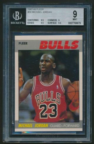 1987 - 88 Fleer 59 Michael Jordan Chicago Bulls Beckett 9