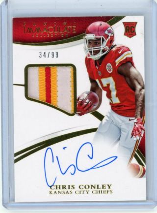 Chris Conley 2015 Immaculate Patch 34/99 Auto Rc Rookie Card Autograph