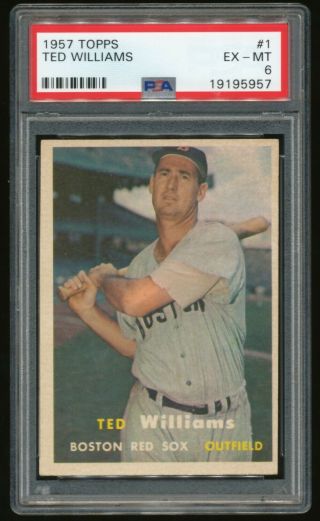 1957 Topps 1 Ted Williams Psa 6 Ex - Mt Red Sox Hof