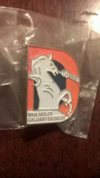Wha Calgary Broncos Pin.  1972 - 1973.  Cleveland Crusaders,  Calgary Cowboys.