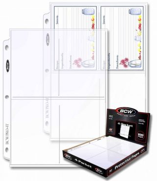 Box Of (100) Bcw Pro 4 - Pocket Photo Binder Pages 3.  5 X 5.  25