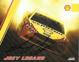 2018 Joey Logano 22 Pennzoile Team Penske Autographed Signed Postcard