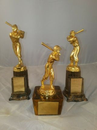 Vtg 1958 Plastic Marbled Plastic/bakelite Baseball Batter Trophy/trophies.