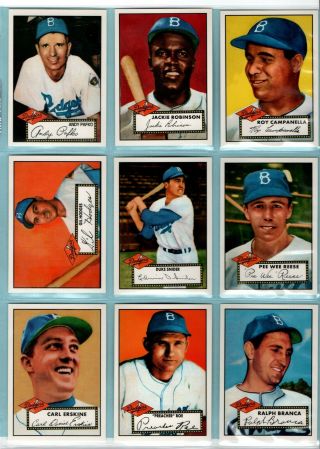 Complete 36 Card 1952 Topps Brooklyn Dodgers Reprint Team Set Jackie Robinson,