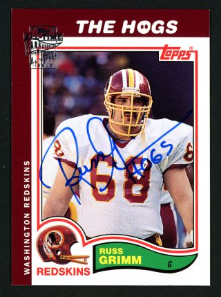 Russ Grimm Autographed Signed 2004 Topps Fan Favorites Card Rgr Redskins 153550