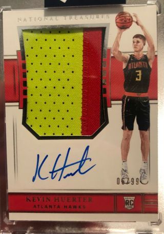 2019 Kevin Huerter National Treasures Rpa 06/99 Rookie Patch Jersey Auto Hawks