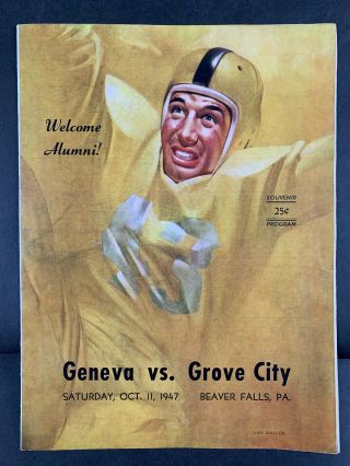 1947 Geneva College Vs Grove City College Football Beaver Falls,  Pa.  Program