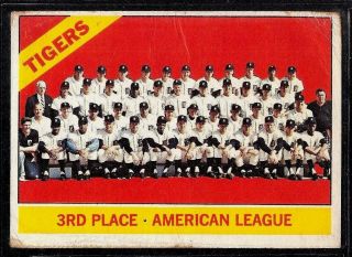 1966 Topps Baseball Detroit Tigers Team Card High Number Sp 583 Short Print Good