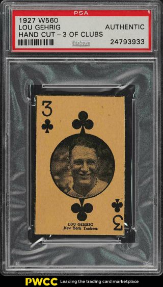 1927 W560 Strip Card Lou Gehrig 3 Of Clubs Psa Auth (pwcc)