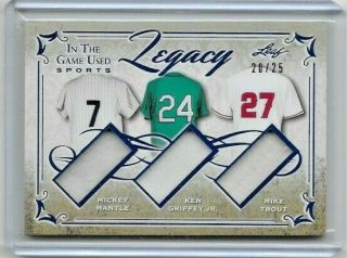2019 Mantle Griffey Trout Leaf In The Game Sports Triple Jersey 20/25