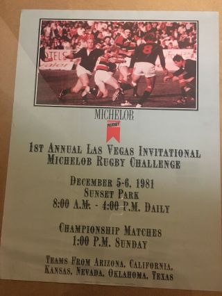 1st Annual Las Vegas Invitational 1981 Michelob Rugby Challenge Poster Usa 7s