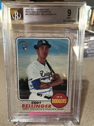 2017 Topps Heritage Cody Bellinger Auto Real One Rc Hn Bgs 9