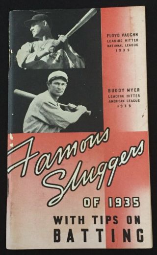 1935 " Famous Sluggers " Louisville Baseball Bat Program / Yearbook W/ Arky Vaughn