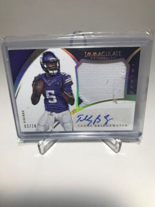 Teddy Bridgewater 2015 Immaculate Rpa 2 Color Patch Auto Rc /10 Ssp