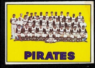 1967 Topps Baseball Pittsburgh Pirates Team Card Clemente Semi High 492 Gd - Vg
