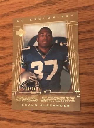 2000 Upper Deck Shaun Alexander Ud Exclusives Gold Rookie 16/25 Seahawks