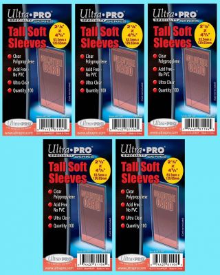 500 Ultra Pro Tall Soft Card Sleeves Sports Widevision Gameday 3x5 Trading