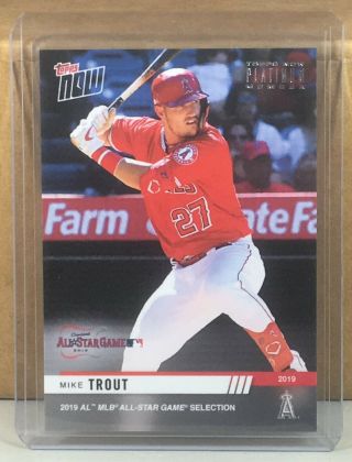 2019 Topps Now Platinum All - Star Game Al - 1 Mike Trout Angels Foil Stamp