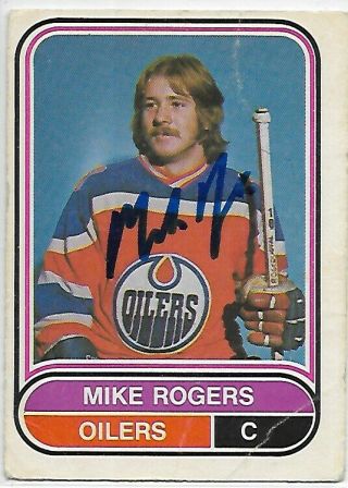 Mike Rogers Hand - Signed Autograph 1975 Opc Edmonton Oilers Wha Hockey Card