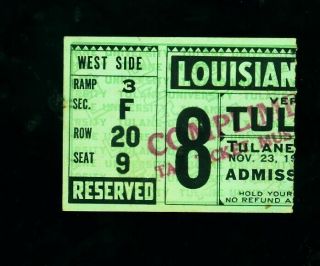 1935 Tulane Green Wave College Football Ticket Stub V.  Louisiana Normal