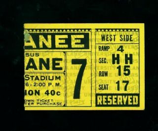 1936 Tulane Green Wave College Football Ticket Stub V.  Sewanee