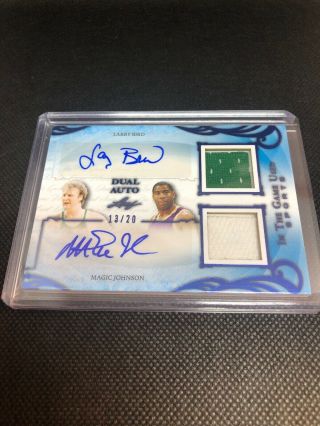 Larry Bird Magic Johnson 2019 Leaf In The Game Jersey /20 Auto Autograph