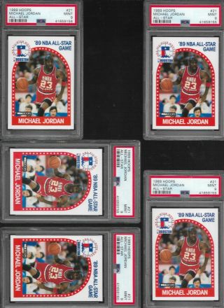 (5) 1989 Hoops Michael Jordan 21 Chicago Bulls All Star As Psa 9 Hof