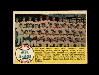 1958 Topps Baseball 44 Washington Senators Team Ex,