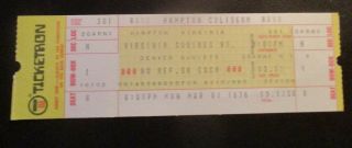 Virginia Squires V Denver Nuggets Aba Full Ticket March 1 1976 Hampton Va