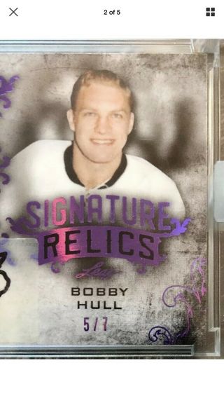 2018 - 19 Leaf Ultimate BOBBY HULL Game Signature Relics Quad Patch Auto 5/7 2