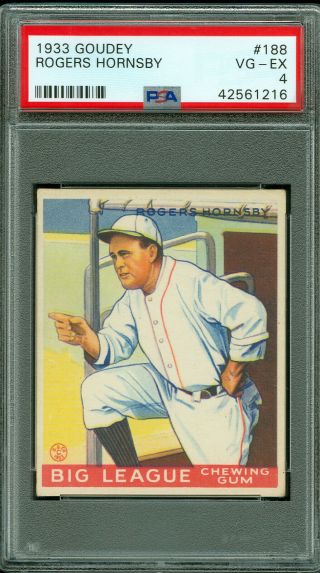 1933 Goudey Baseball 188 Rogers Hornsby Psa 4,  Hof