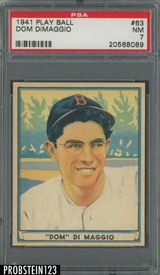 1941 Play Ball 63 Dom Dimaggio Red Sox Rc Rookie Psa 7 Nm