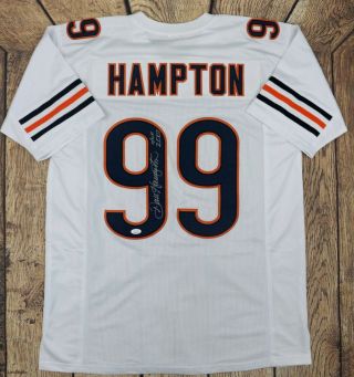Dan Hampton Signed/autographed Pro Style Custom White Jersey " Hof 2002 " Jsa