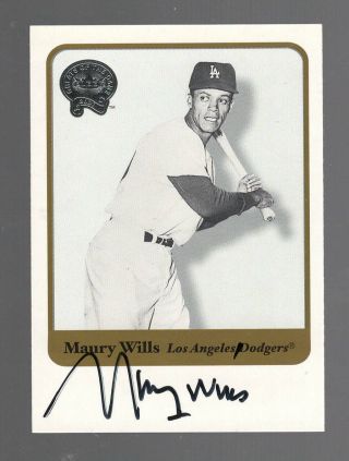 Maury Wills Autograph Los Angeles Dodgers 2001 Fleer Greats Auto Baseball L.  A.