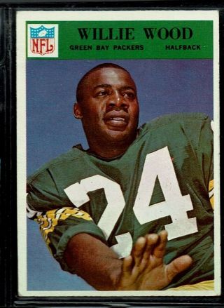 1966 Philadelphia Gum Football Green Bay Packers U.  S.  C.  Willie Wood Card 90 Ex,