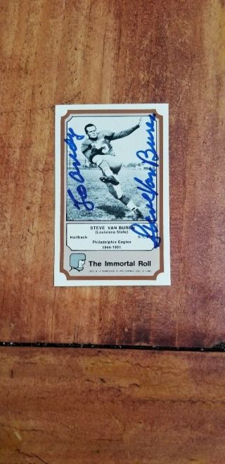 Steve Van Buren Signed 1975 Fleer Immortal Card Philadelphia Eagles Hof