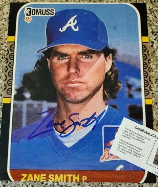 Braves Zane Smith Authentic Signed Autographed 8x10 Photograph Holo