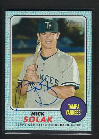 2017 Topps Heritage Minor Real One Autograph Nick Solak Auto Blue