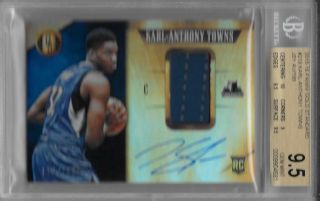 2015 - 16 Karl Anthony Towns Gold Standard Auto Rc - Bgs 9.  5 W/10 Auto.  114/199