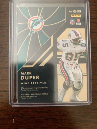 2019 Panini Gold Standard Mark Duper Gold Strike Auto 47/49 Dolphins SP 2