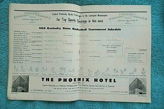 1954 SWEET SIXTEEN KENTUCKY HIGH SCHOOL BASKETBALL STATE TOURNAMENT PROGRAM 5