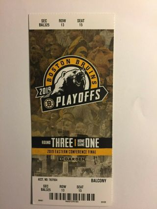 Boston Bruins Vs Carolina May 9,  2019 Playoff Round 3 Game 1,  Ticket Stub