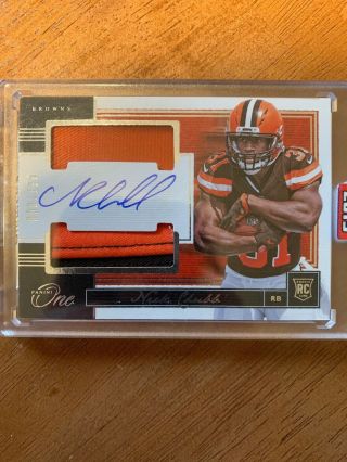 Nick Chubb 2018 Panini One Rookie Rpa Rc Auto Jersey 3 Patch /199 Browns