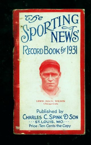 1931 The Sporting News Record Book (hack Wilson,  Chicago Cubs Cover)