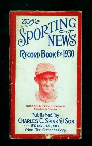 1930 The Sporting News Record Book (mickey Cochrane,  Philadelphia A 