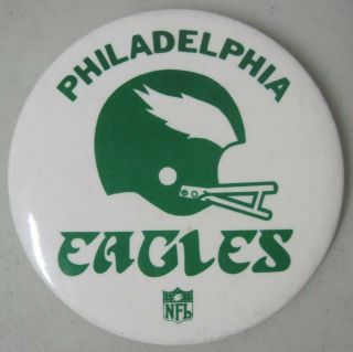 Vintage Philadelphia Eagles Nfl Football Large 3 1/2 " Pinback Button (white)