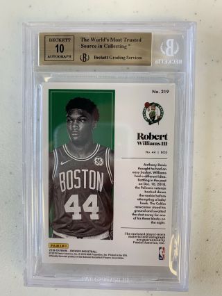 18 - 19 Encased Robert Williams III Rookie Patch Auto Res d 20/25 BGS 9.  5 10 Auto 2